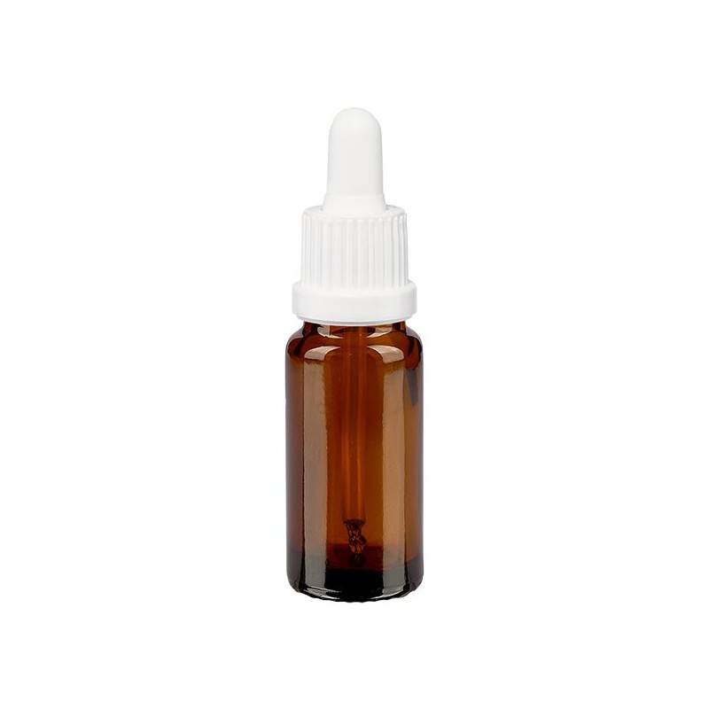 Flacon brun 10 ml + pipette blanche à système d'inviolabilité