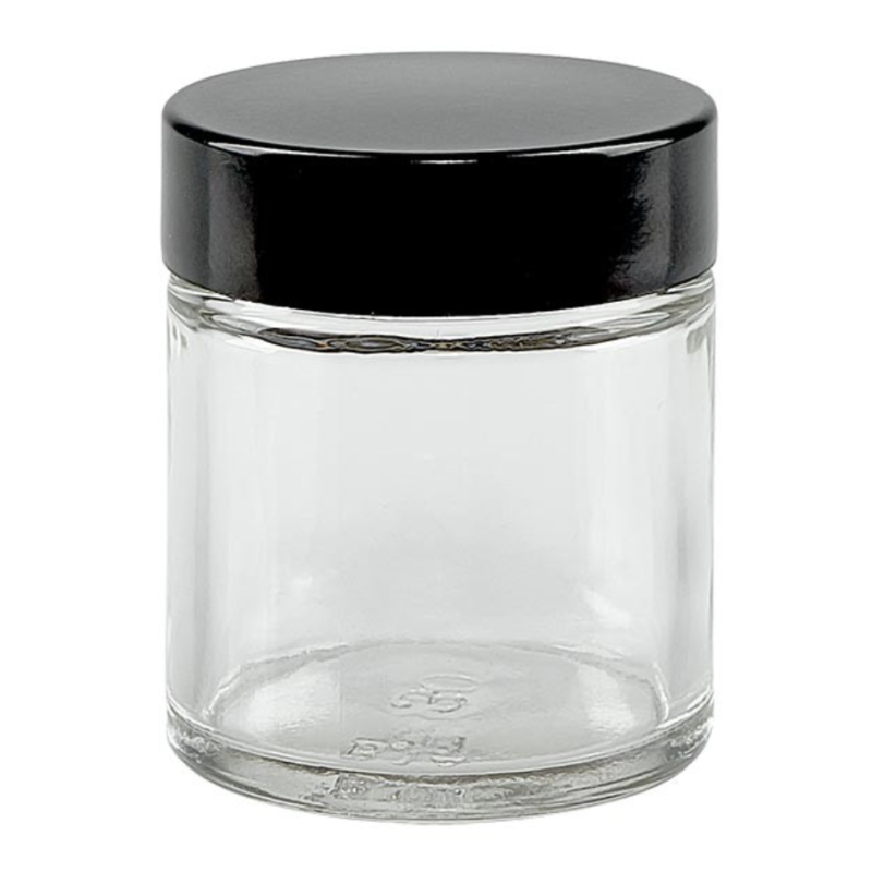 Pot en verre clair 30 ml / filetage 38 mm